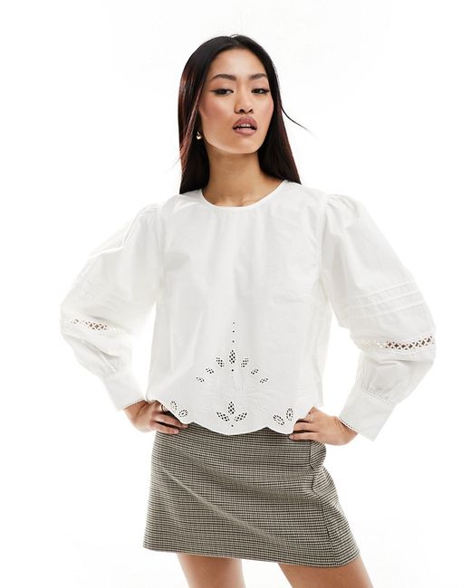 French Connection Alissa broderie crop blouse
