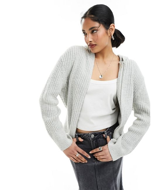 Weekday Ofelia zip up knit cardigan hoodie light