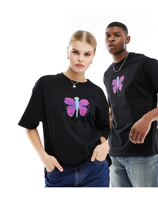 Weekday oversized T-shirt with butterfly cartoon print exclusive to