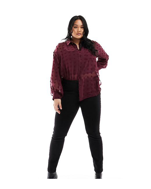 ASOS Curve DESIGN Curve oversized shirt burgundy texture-