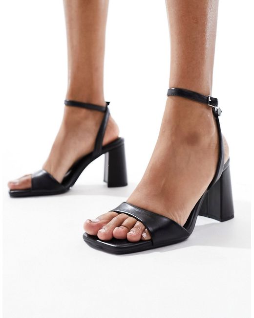Asos Design Hotel barely there block heeled sandals PU