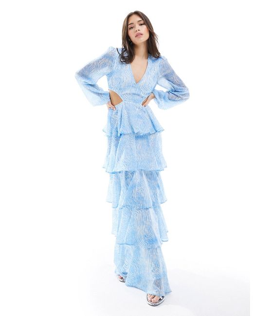 Pretty Lavish cut-out maxi dress blue floral-