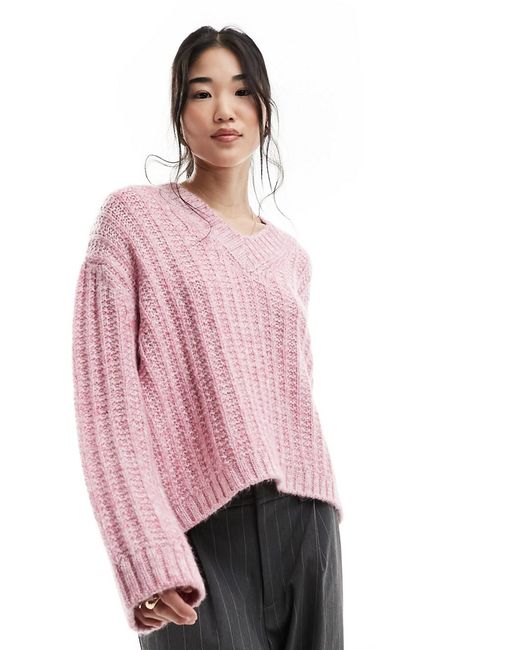 Asos Design v neck sweater twist yarn