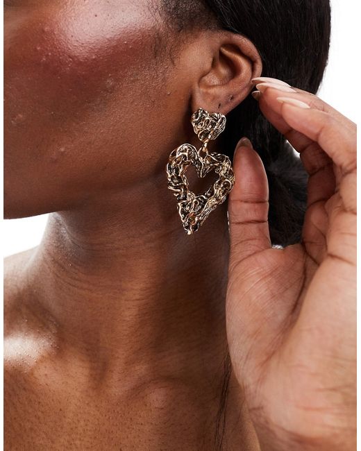 Reclaimed Vintage oversized heart drop earrings