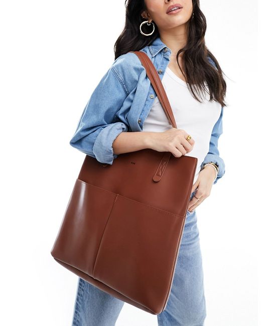 Pasq two pocket tote bag with removable pouch chocolate