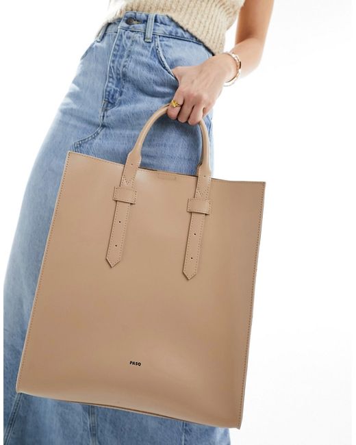 Pasq structured tote bag with detachable crossbody strap sand-