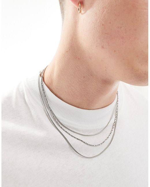 Asos Design layered necklace pack tone