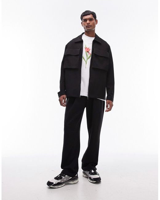Topman oversized fit full zip jersey with pockets