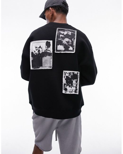 Topman oversized sweatshirt with front and back patches
