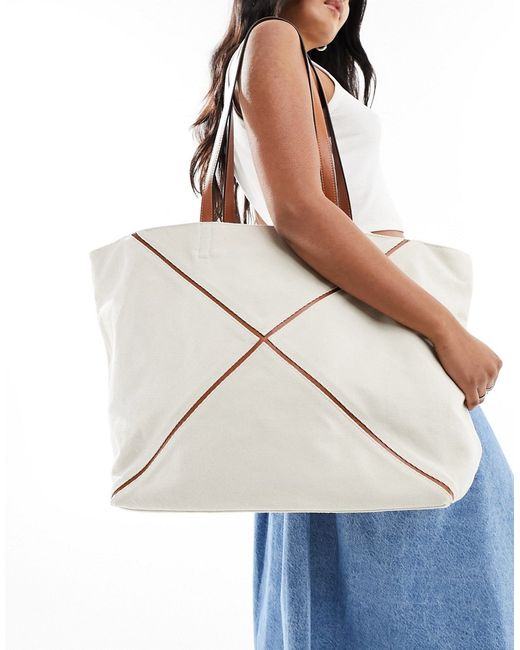 Asos Design tote bag with canvas panel detail