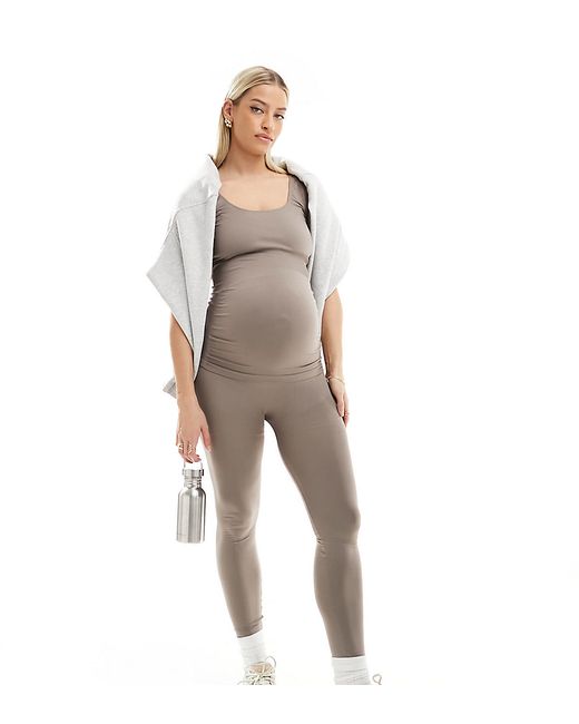 Mama.licious Maternity seamless legging taupe part of a set-