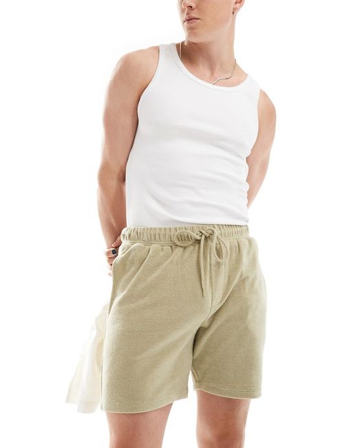 Asos Design slim terrycloth shorts beige-