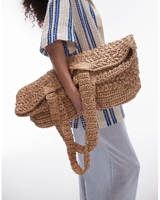 TopShop Tana oversized woven straw tote bag natural-