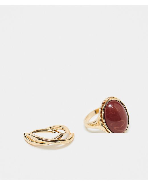 Reclaimed Vintage ring 2 pack with red stone