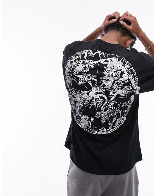Topman extreme oversized fit T-shirt with front and back zodiac print