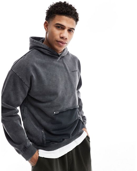 The Couture Club washed pocket detail hoodie acid gray-