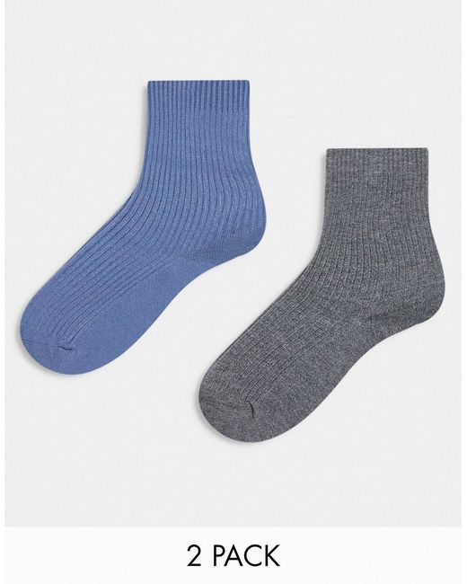 Asos Design 2-pack fine rib ankle socks-