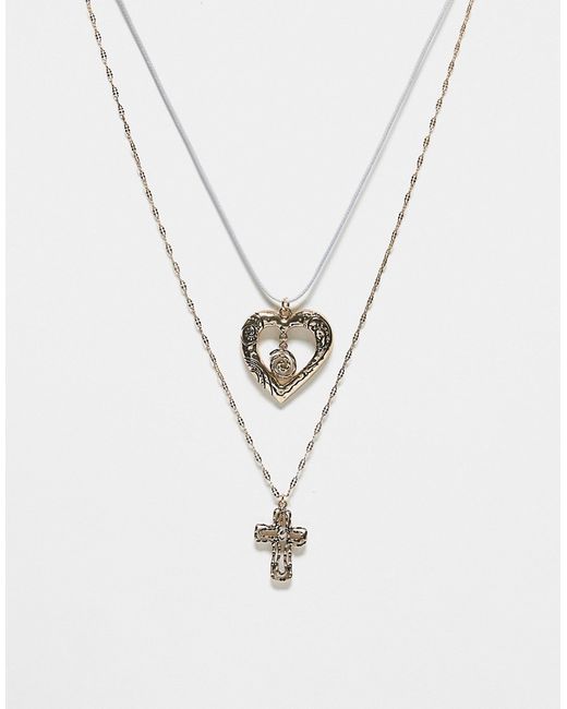 Reclaimed Vintage 2 row with cross and heart-