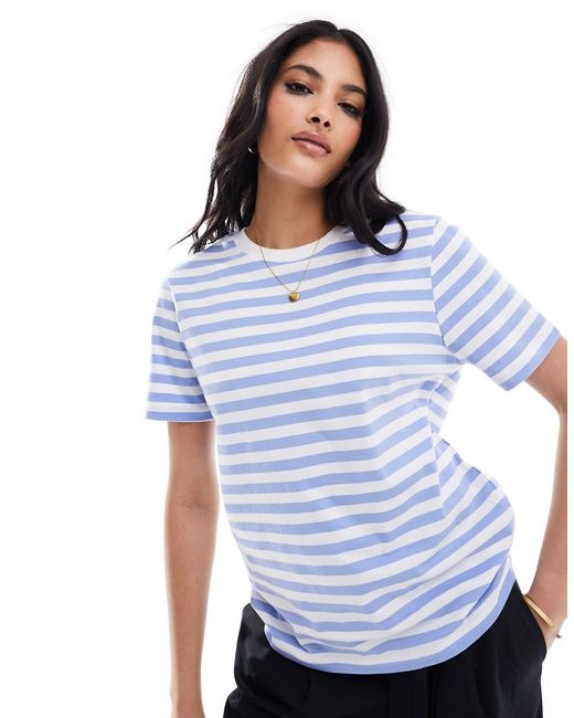 Pieces boxy T-shirt bold blue and white stripe-