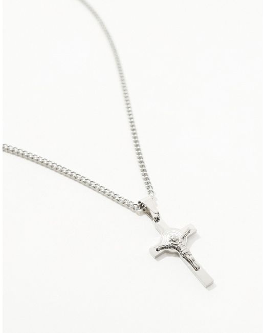 Asos Design waterproof stainless necklace with cross pendant tone