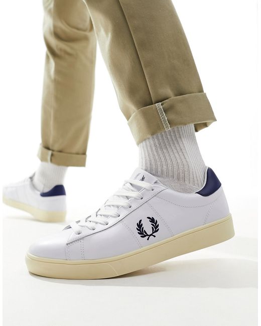 Fred Perry spencer leather sneakers off and royal blue