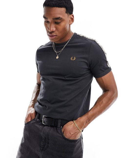 Fred Perry contrast taped ringer T-shirt charcoal-