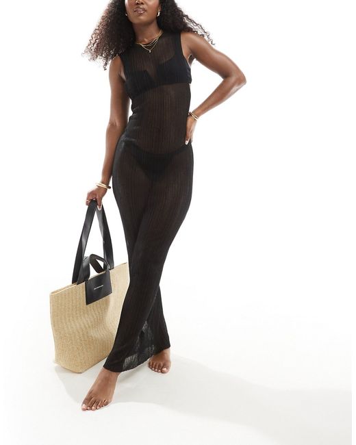 Asos Design fine knit sleeveless maxi beach dress