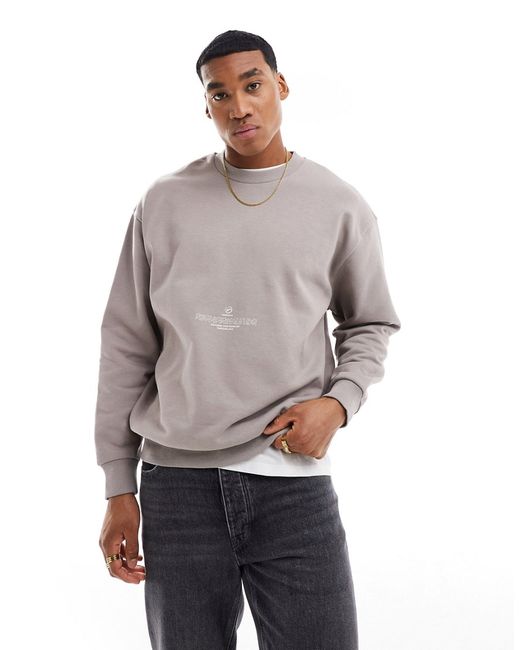 Asos Design oversized sweatshirt with front and back text print gray-