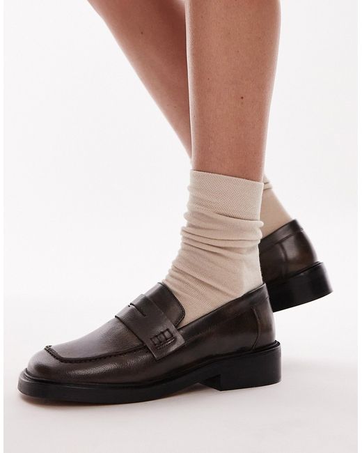 TopShop Cole premium leather square toe loafers