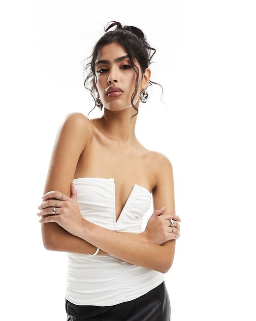 4th & Reckless notch detail ruched bandeau top