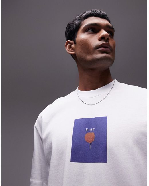 Topman premium oversized fit t-shirt with Japanese poppy print