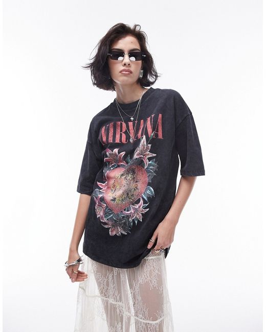 TopShop graphic license Nirvana oversized tee charcoal-