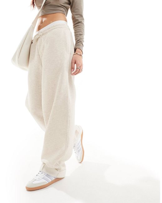 Asos Design oversized sweatpants with turnback hem detail oatmeal heather-