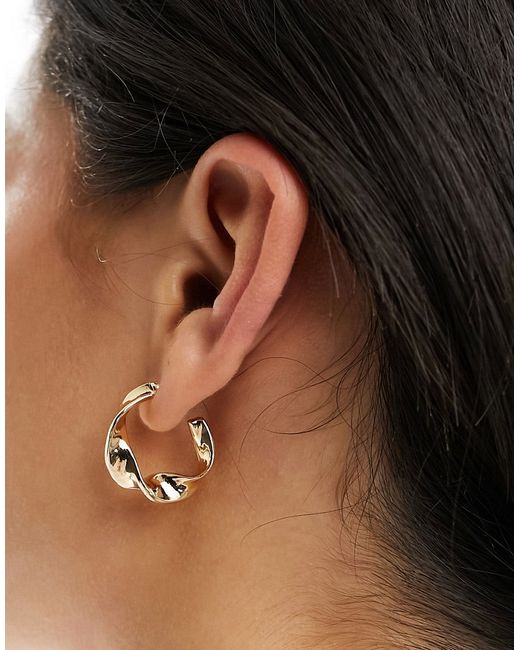 Asos Design hoop earrings with flat twist design tone