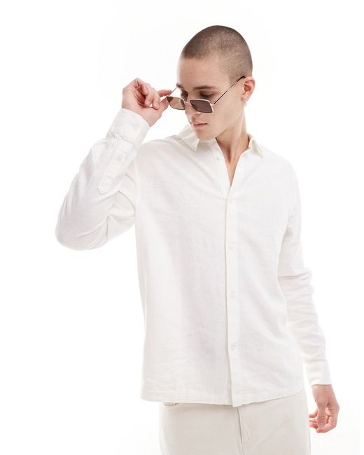 Weekday relaxed fit linen blend shirt off-