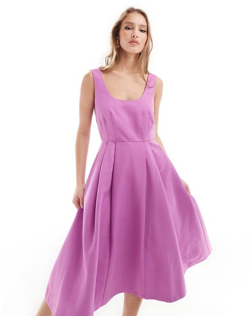 Closet London Full skirt midi dress violet-