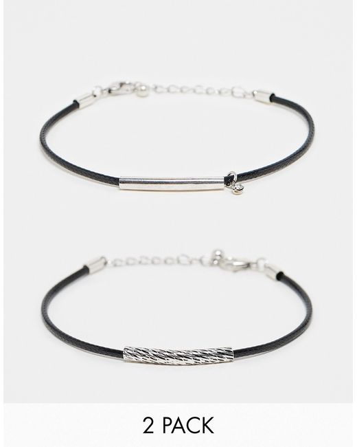 Asos Design 2 pack polyurethane cord bracelet with embellishments