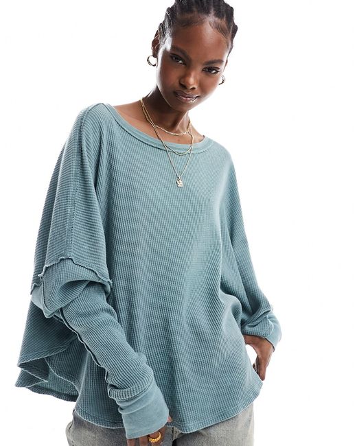 Free People soft scoop neck long sleeve slouchy top washed