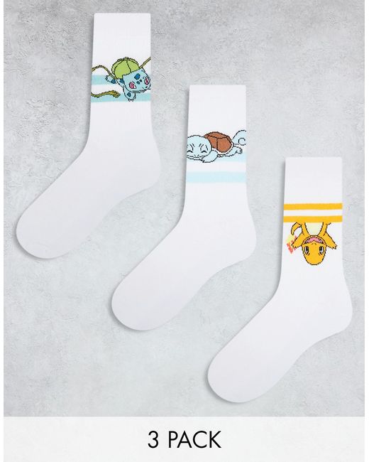 Asos Design 3 pack triple character Pokémon sock