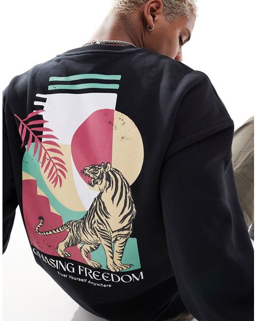Jack & Jones oversized sweatshirt with tiger back print