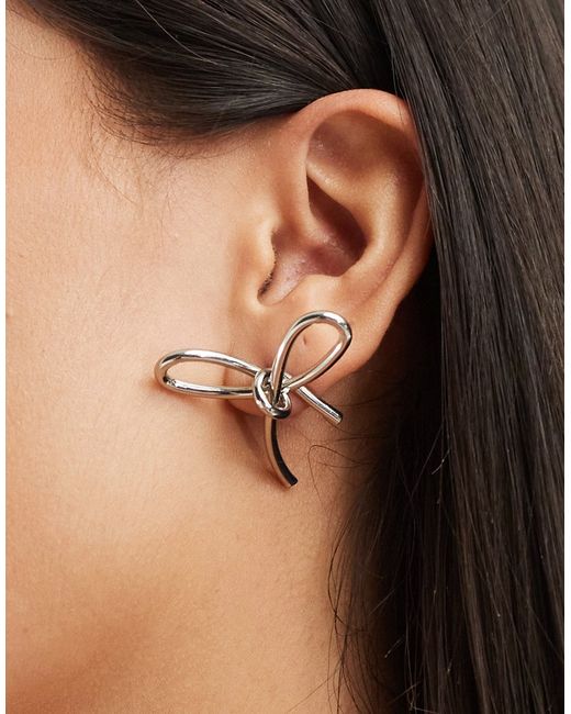 Reclaimed Vintage skinny bow earrings
