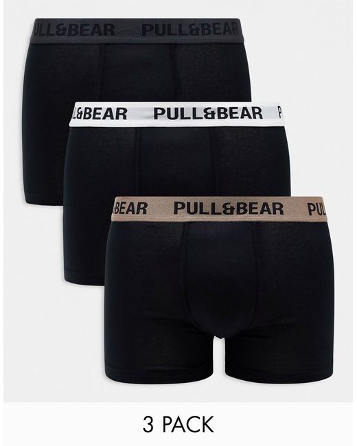 Pull & Bear 3 pack boxers white nude and khaki-