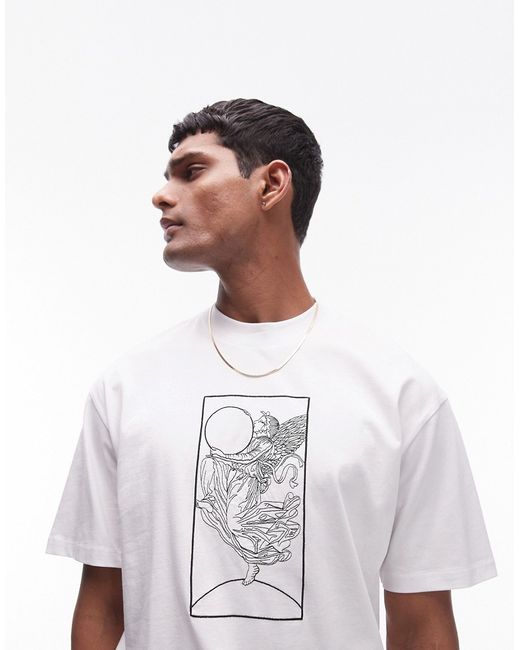 Topman extreme oversized fit t-shirt with angel box embroidery