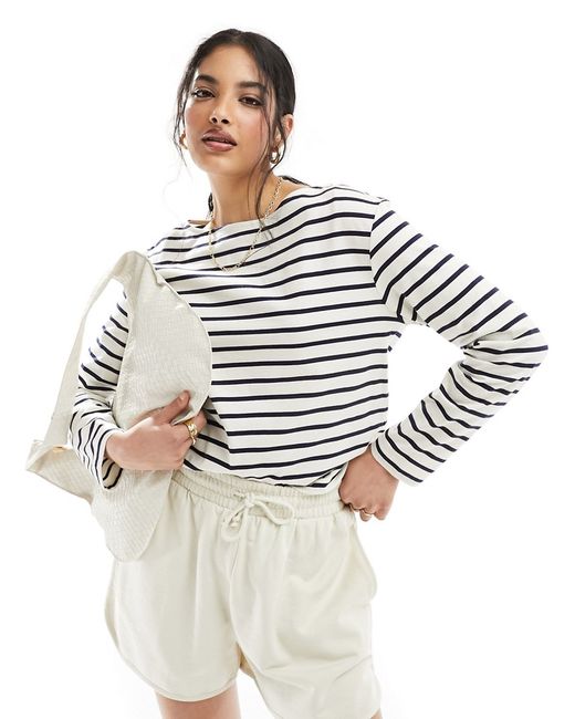 Other Stories long sleeve top navy and cream stripe-