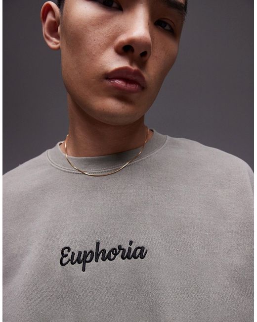 Topman oversized fit sweatshirt with Euphoria embroidery
