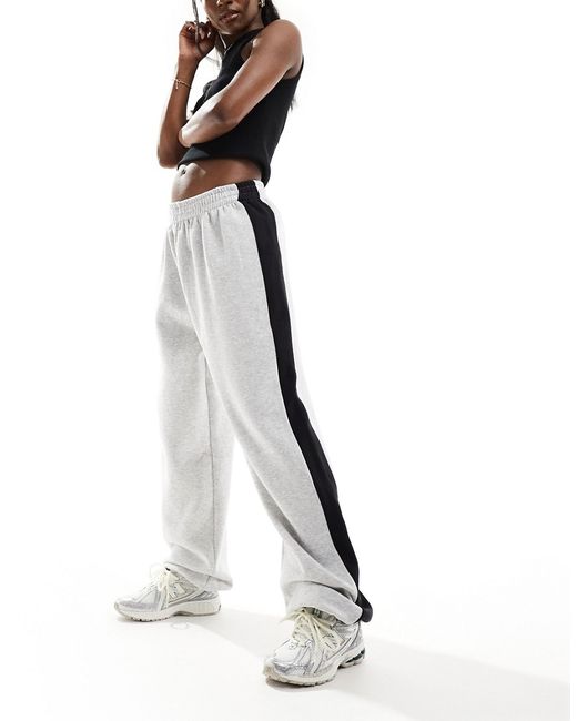 Asos Design oversized sweatpants with side stripe gray-