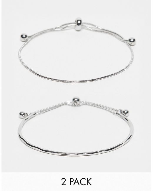 Asos Design pack of 2 bracelets with simple toggle detail tone