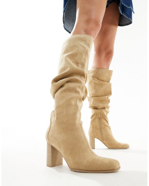 Bershka slouchy boots tan-