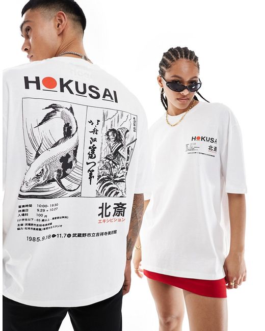 Asos Design oversized license T-shirt with Hokusai artwork prints