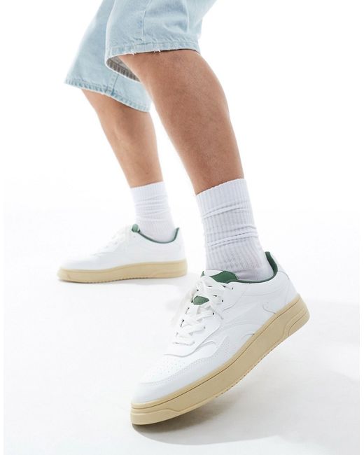 Pull & Bear retro sneakers with green detail white-